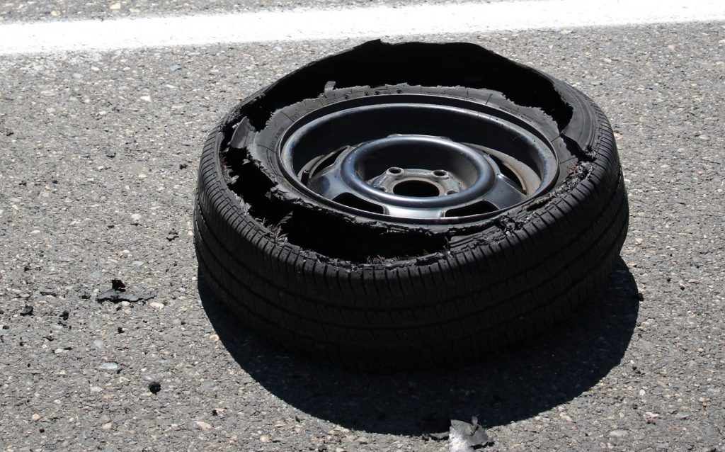 Tire Blowout Off The Highway