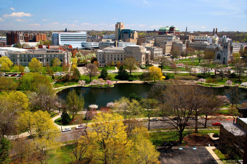 University Circle ariel view in Cleveland OH